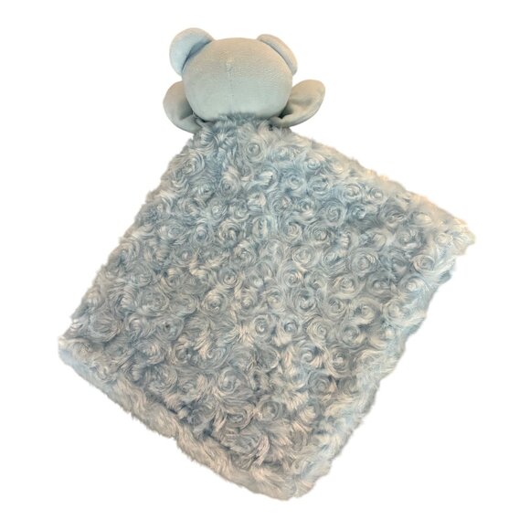 Blue Teddy Bear Plush Security Blanket Little Beginnings Soft Swirl Texture - Picture 3 of 7